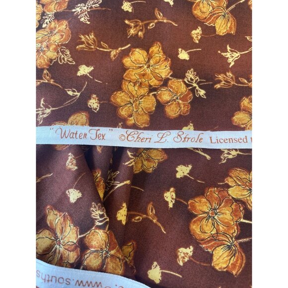 Cheri L. Strole Water Tex Floral Fabric By The Yard Brown Orange Rust Cotton BTY - Picture 2 of 6